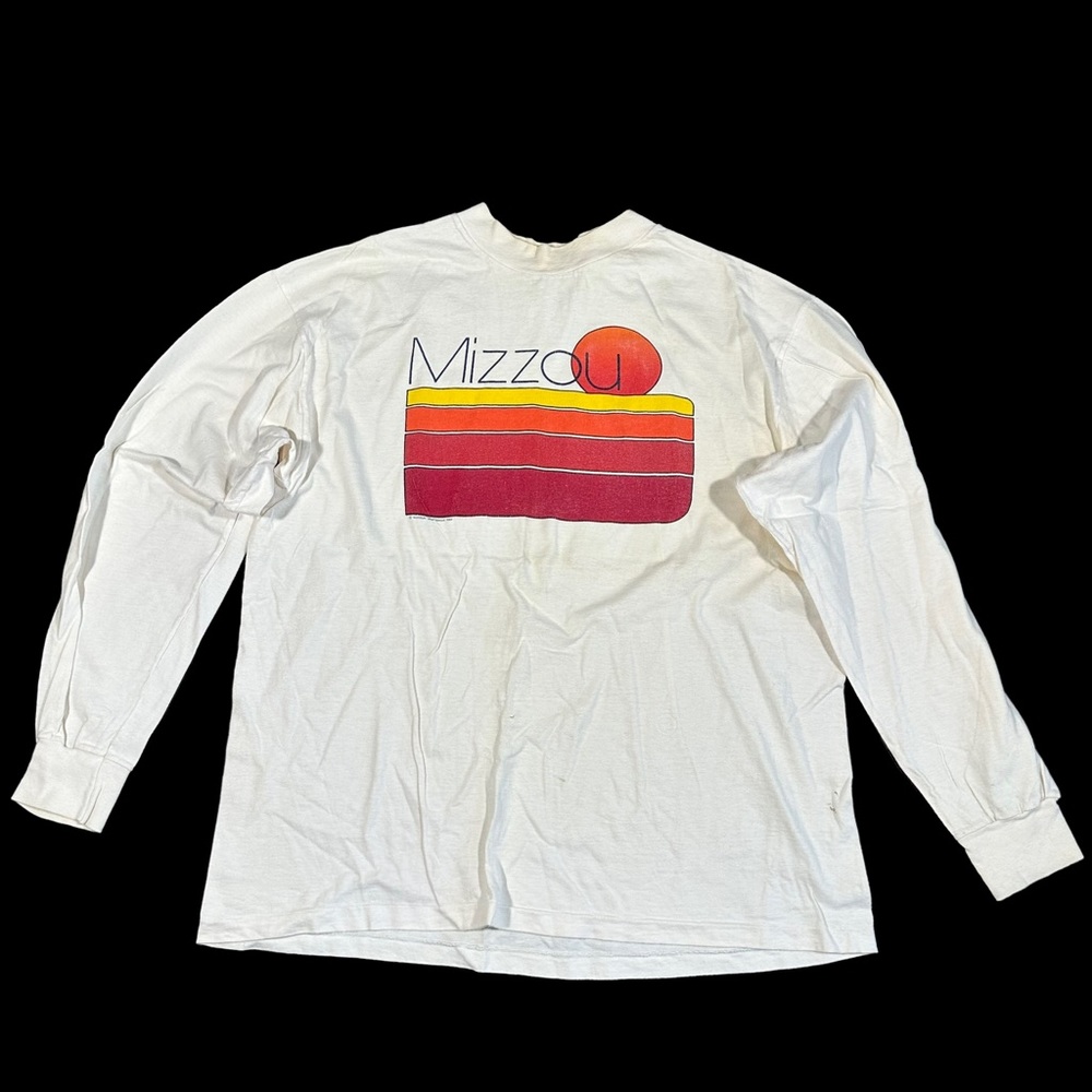 Vintage Mizzou Columbia Long Sleeve Graphic Hanes Beefy T-Shirt Size XL